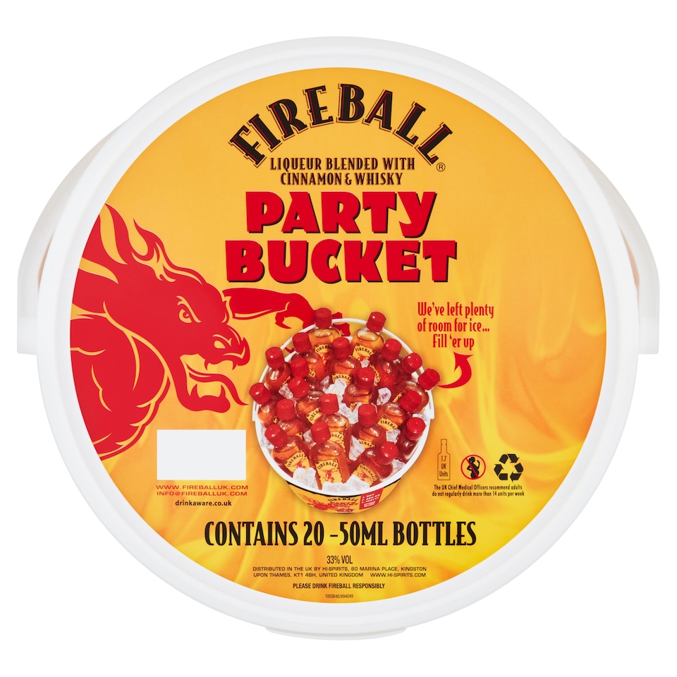 Fireball Cinnamon Whiskey Liqueur Party Bucket 20x50ml