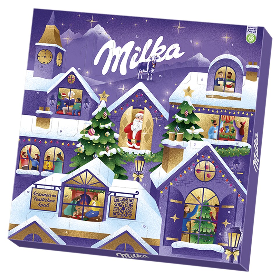 Milka adventní kalendář, Deluxe, s krémovými čokoládovými kuličkami 238g