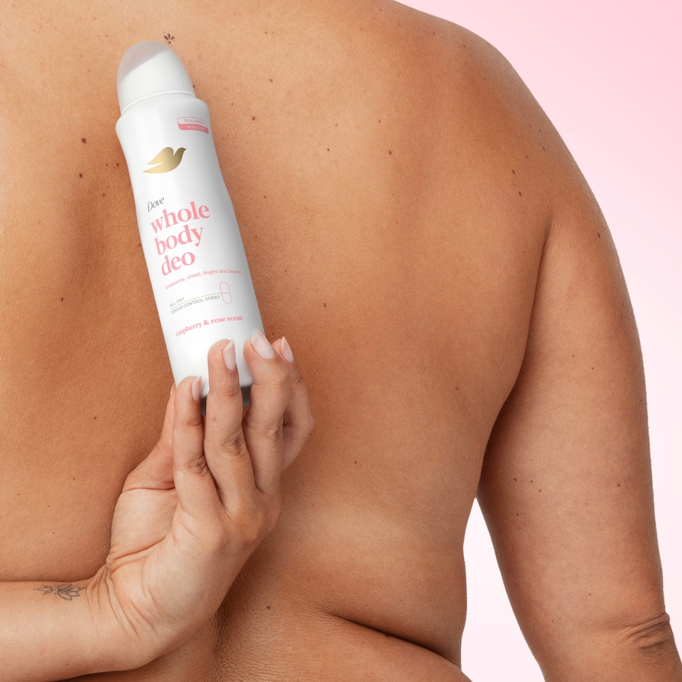 image 1 of Dove Raspberry & Rose Scent Whole Body Aerosol Deodorant 150ml 