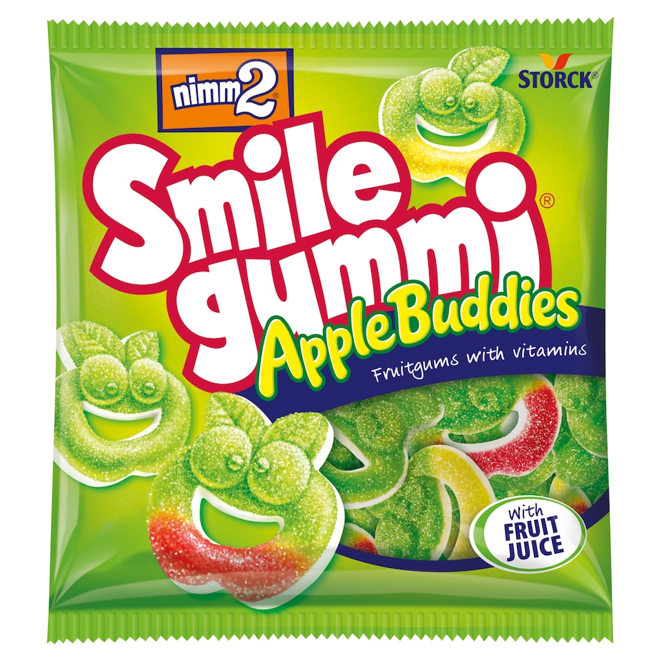 nimm2 Smilegummi Apple Buddies kyslé želé s ovocnou príchuťou a vitamínmi 90 g