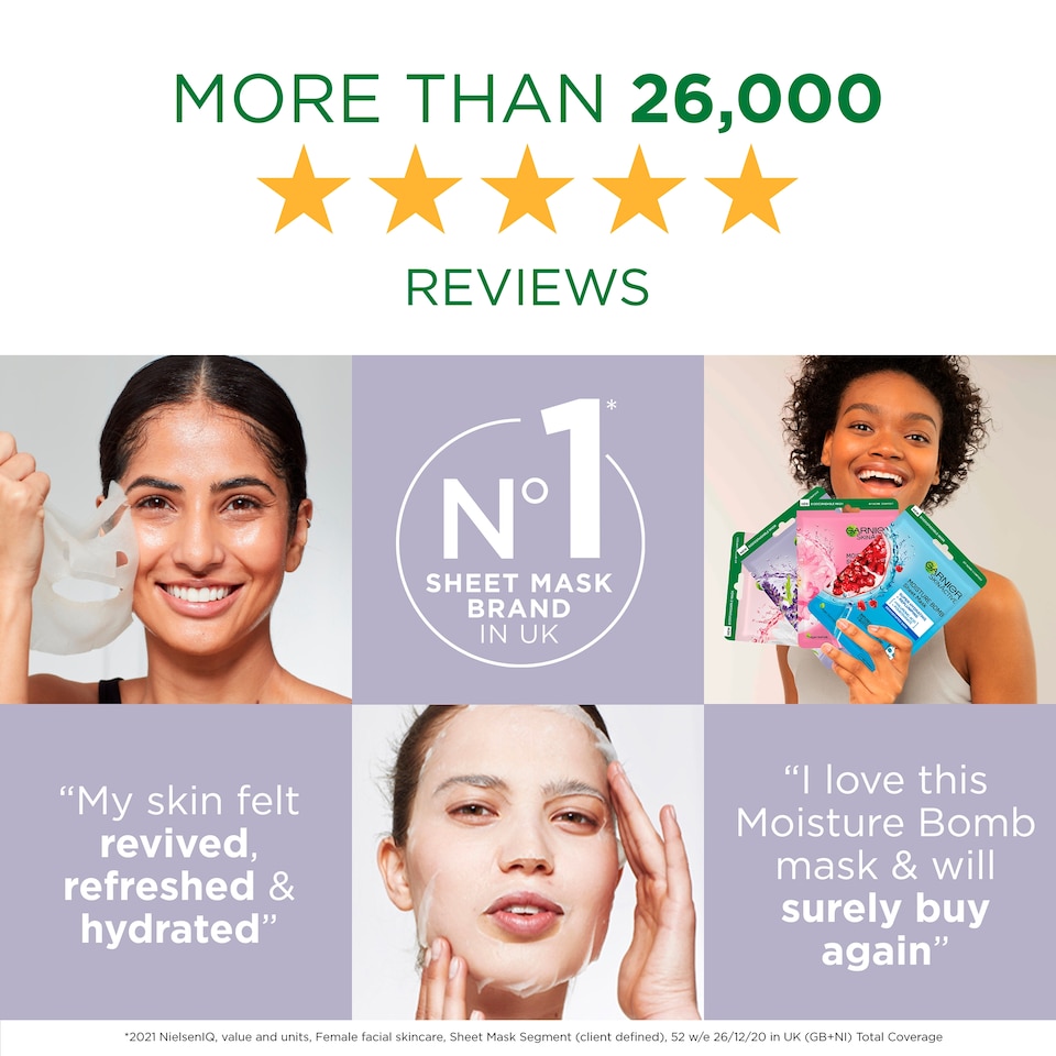 image 1 of Garnier Moisture Bomb Hydrating Face Mask Lavender