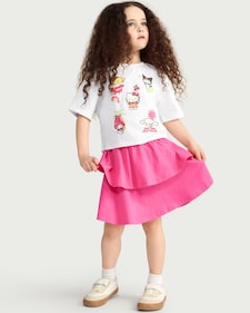 Hello Kitty and Friends 2-Piece Pure Cotton T-Shirt & Tiered Skirt Set in Multi