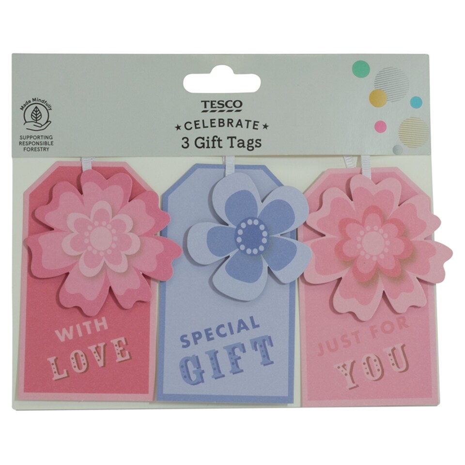 Tesco Floral 3 Pack Gift Tags Tesco Groceries