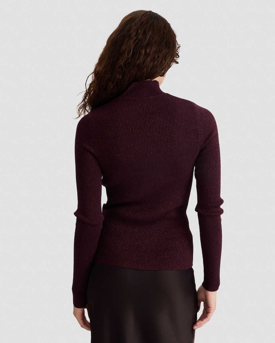 image 1 of F&F Knitted Cut Out Detail Jumper in Burgundy
