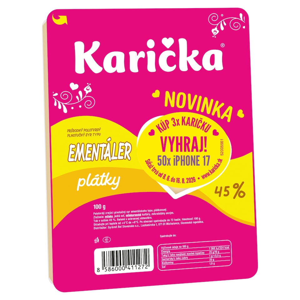 obrázok 1 z Karička Ementáler 45 % plátky 100 g