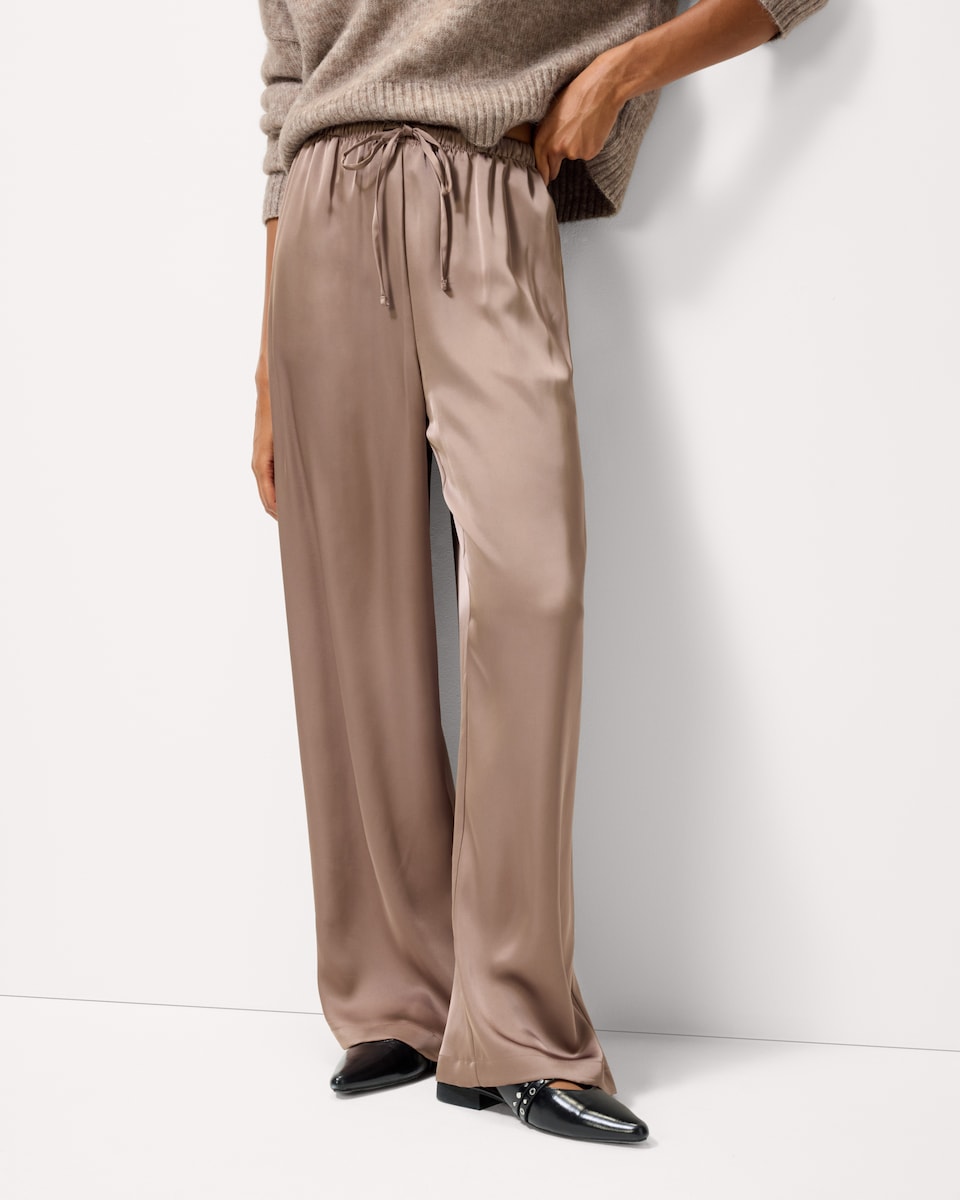 image 1 of F&F Satin Wide Leg Trousers in Mink