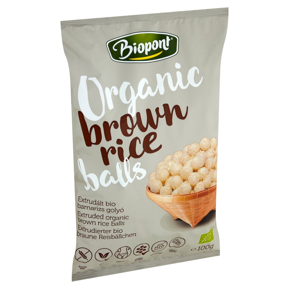 Biopont bio gluténmentes extrudált barnarizs golyó 100 g  1. kép