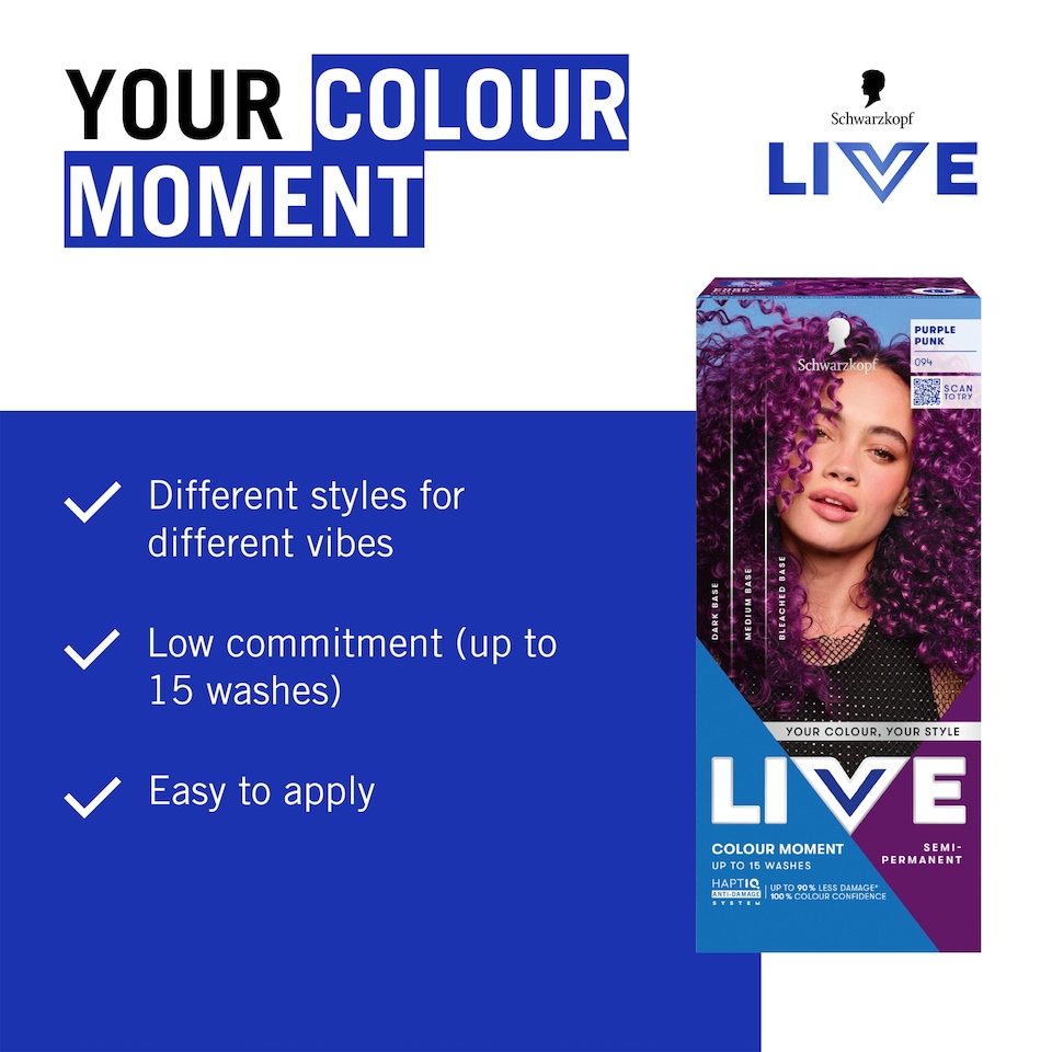 image 1 of Schwarzkopf LIVE Colour Moment 094 Purple Punk Semi-Permanent Hair Dye