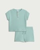 image 1 of F&F Baby 2-Piece Cotton Rich Textured Top and Shorts Set in Mint