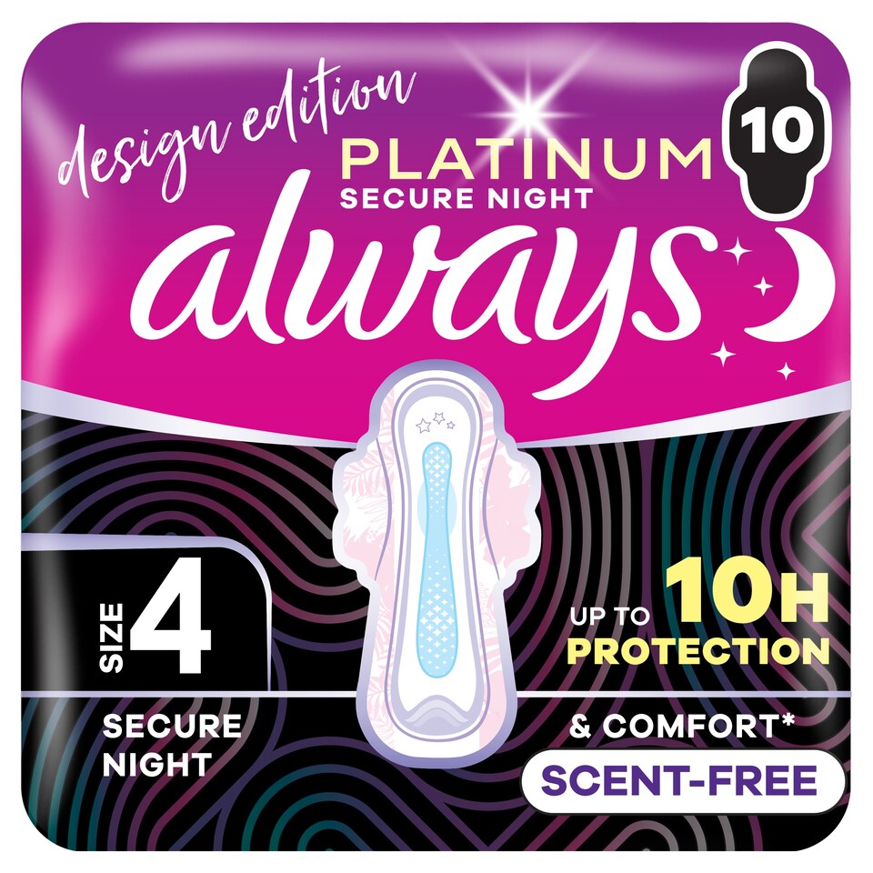 image 1 of Always Platinum Secure Night (size 4) pads with wings 10