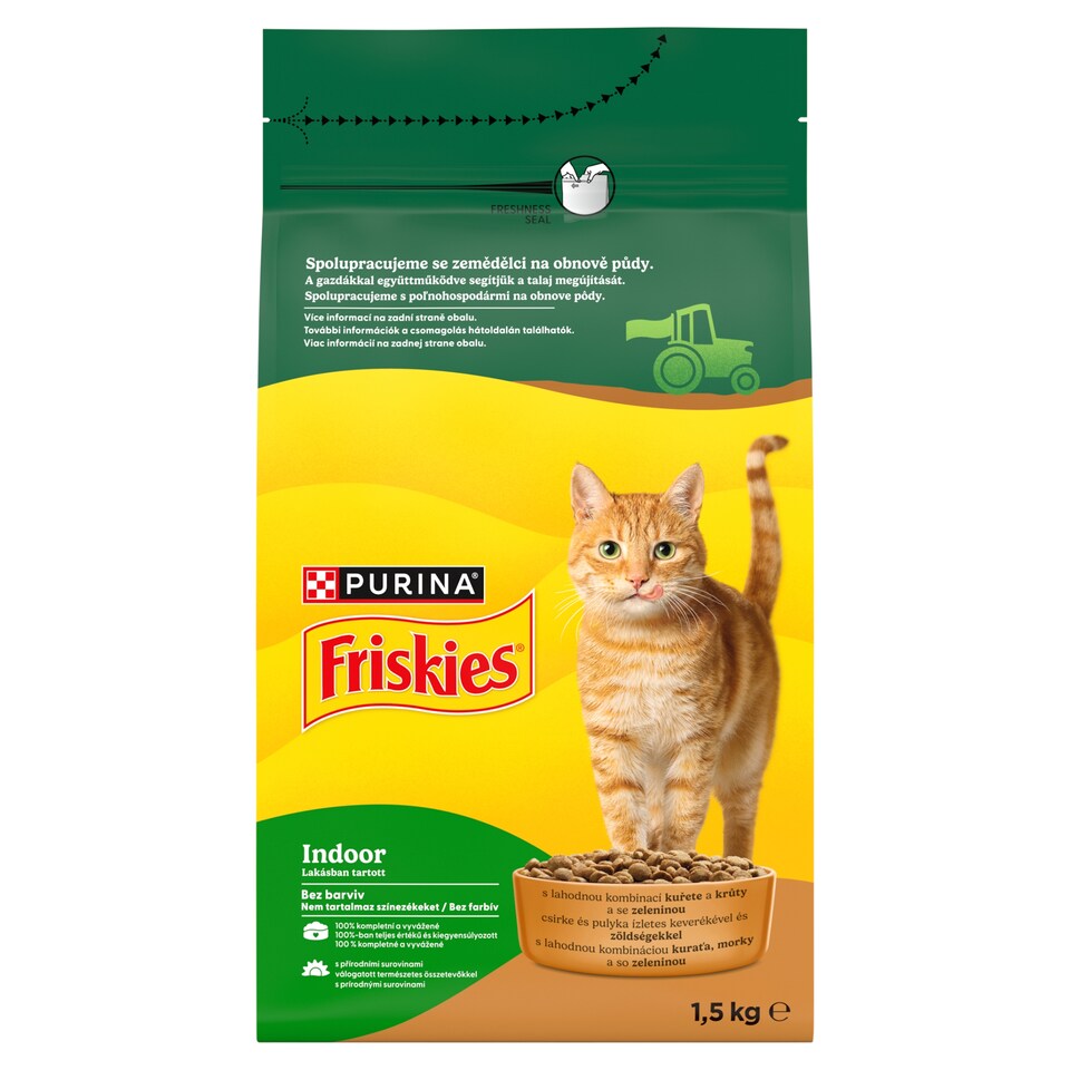 Purina Friskies Indoor csirkével és hozzáadott kerti zöldségekkel száraz macskaeledel 1,5 kg