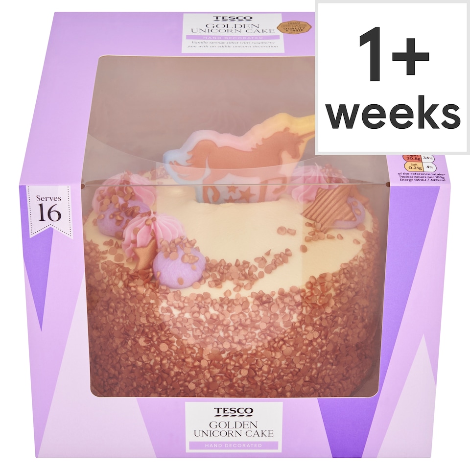Tesco Golden Unicorn Cake - Vanilla and Raspberry