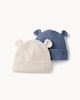 image 1 of F&F Baby 2-Pack Ribbed Bear Ear Beanies in Multi