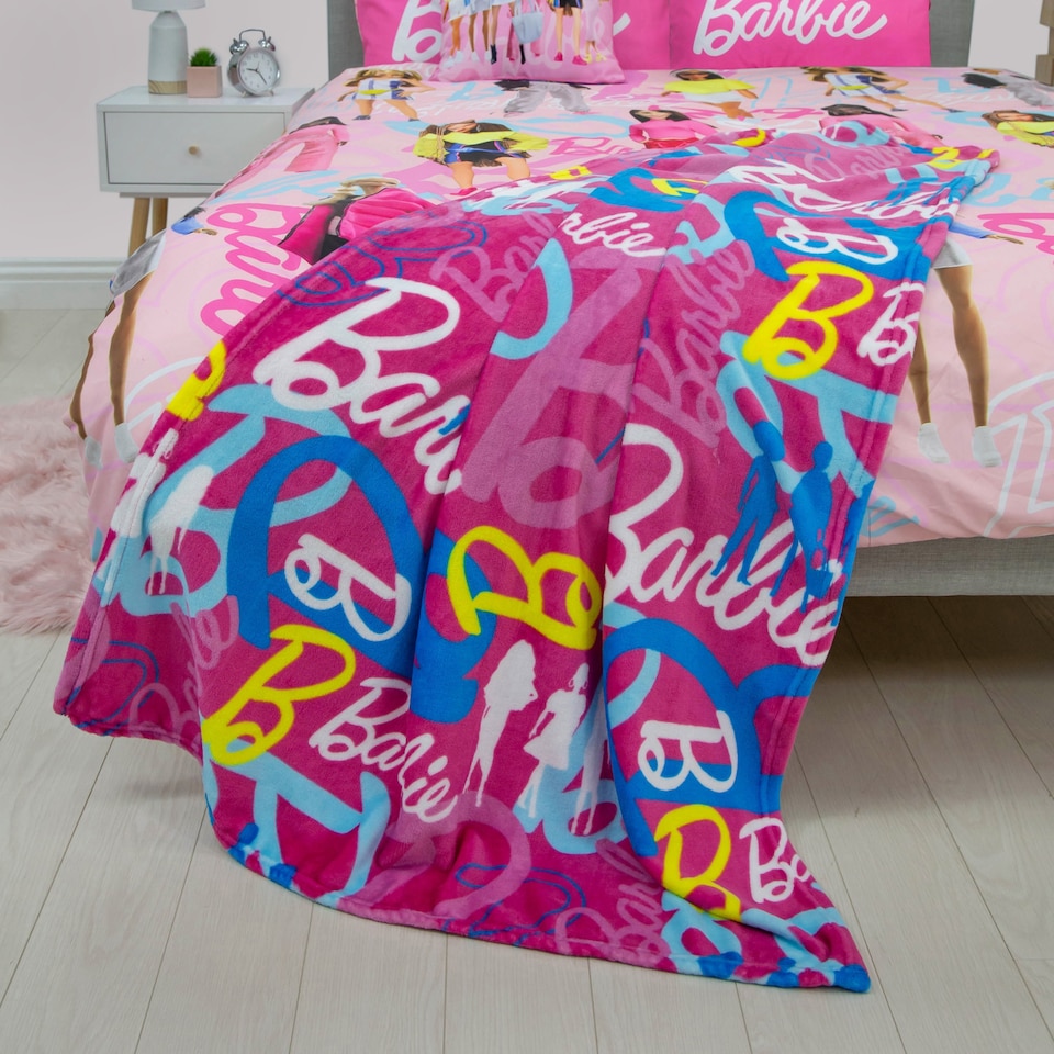 image 1 of Barbie Figures Fleece Blanket