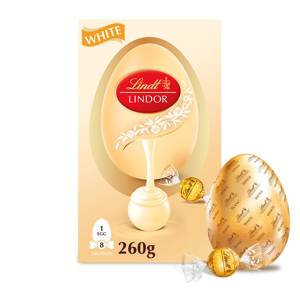 image 1 of Lindt Lindor White Chocolate Egg with White Truffles 260g