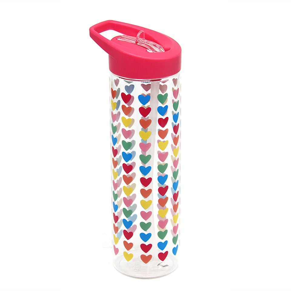 Tesco Rainbow Hearts Water Bottle 550Ml