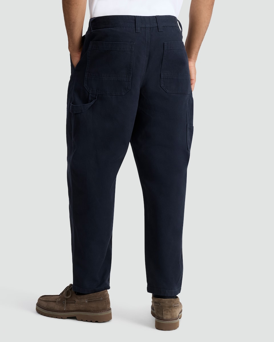image 1 of F&F Pure Cotton Button Fastening Utility Trousers in Black