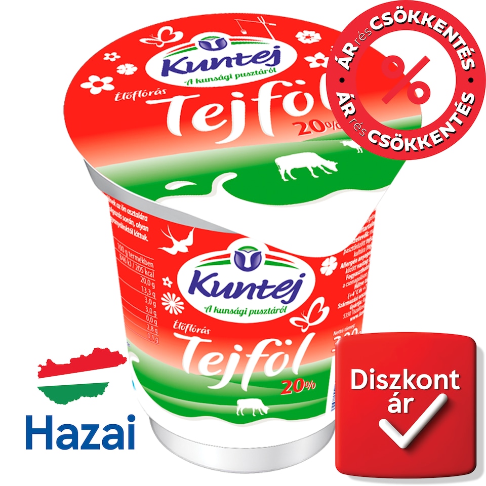 Kuntej élőflórás tejföl 20% 300 g