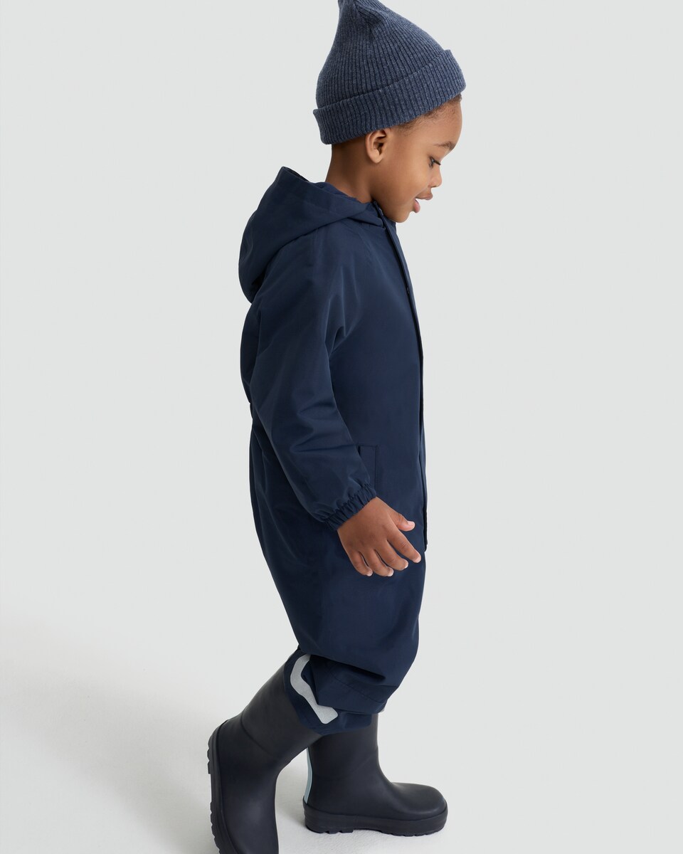 image 1 of F&F Boys Fleece Lined Hooded Waterproof Puddle Suit in Navy