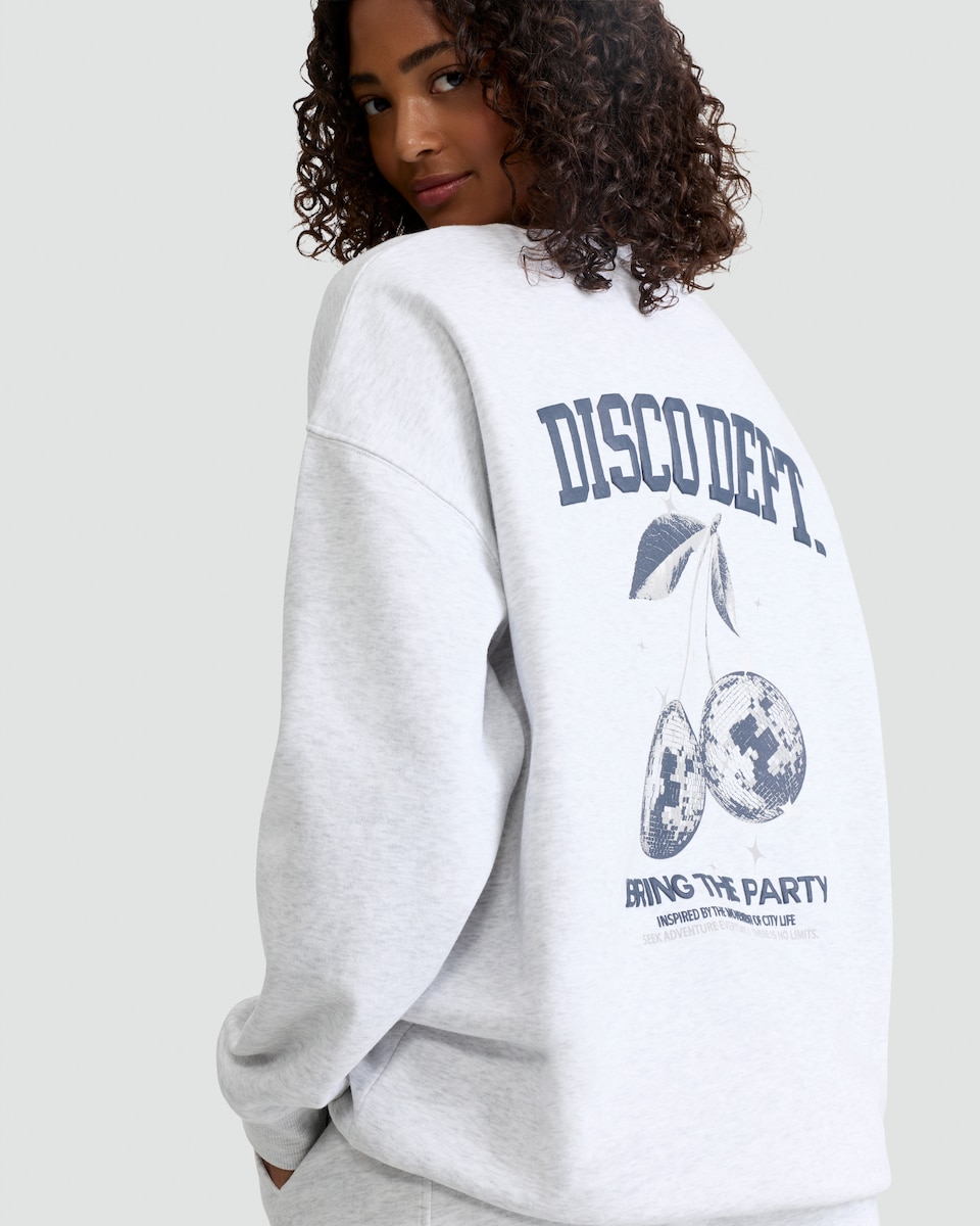 image 1 of OH ME OH MY Cotton Rich Disco Dept. Sweatshirt in Grey