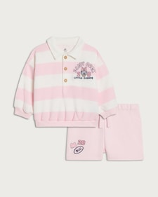 Disney Daisy Duck 2-Piece Cotton Rich Striped Sweatshirt and Shorts Set in Pink