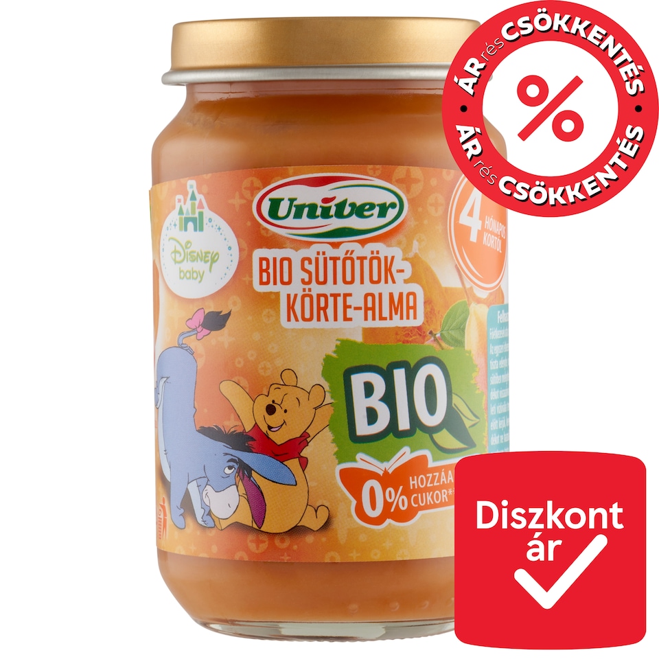 Univer Disney Baby bio sütőtök-körte-alma bébidesszert 4 hónapos kortól 163 g  1. kép