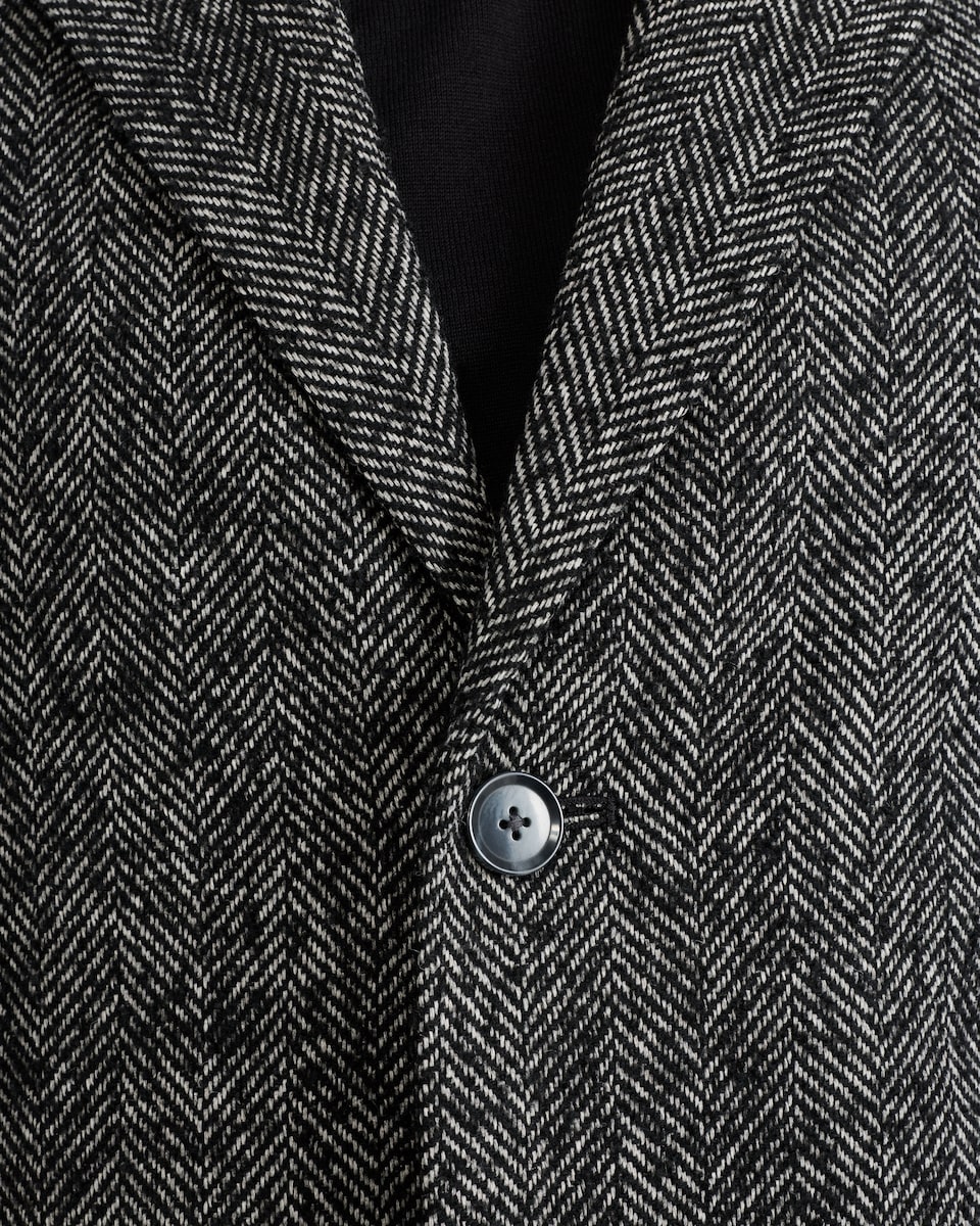 image 1 of F&F Herringbone Coat with Wool in Grey