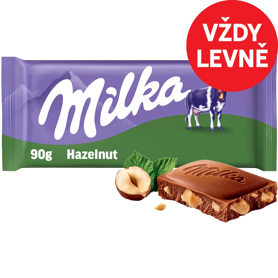 Milka čokoláda Oříšková mléčná s drcenými ořechy 90g