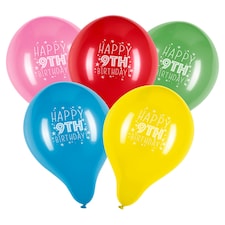 Tesco 10 Pack Happy Birthday Balloons Age 9