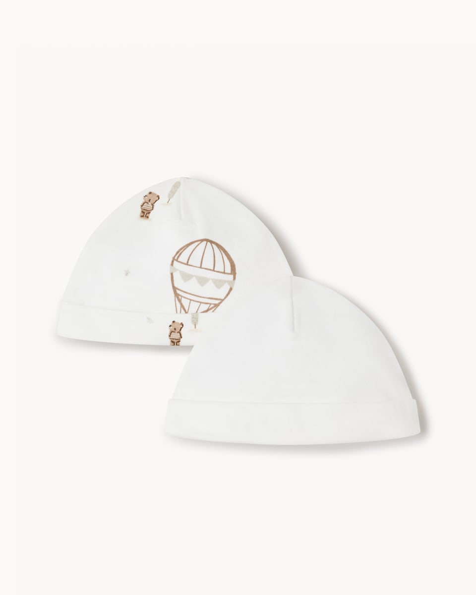 image 1 of F&F Baby 2-Pack Pure Cotton Hats in White