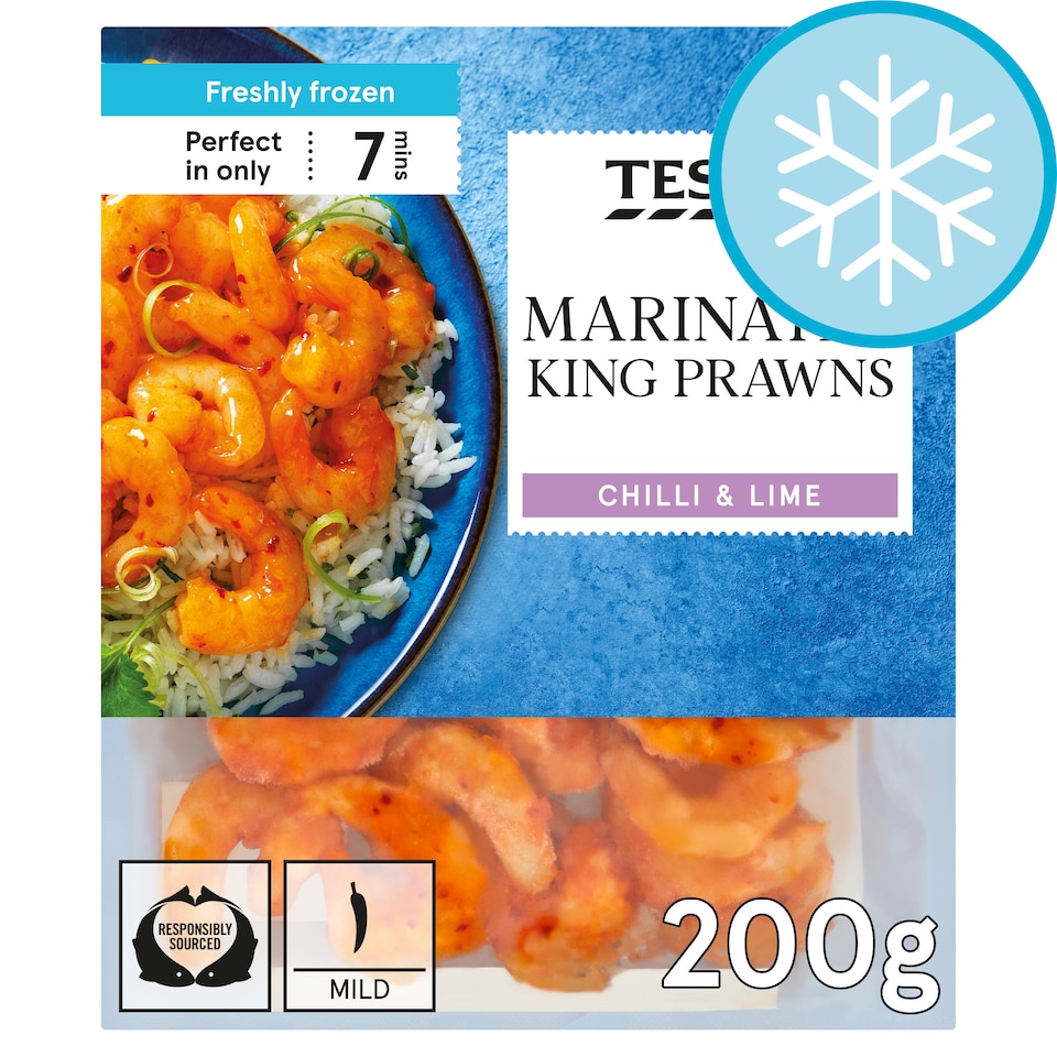 Tesco Raw Chilli & Lime Marinated King Prawns 200G