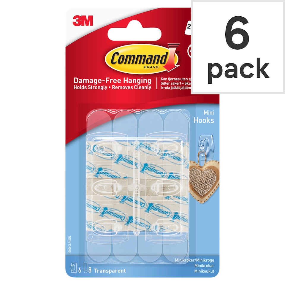 Command Clear Mini Hook 6 Hook 8 Strip