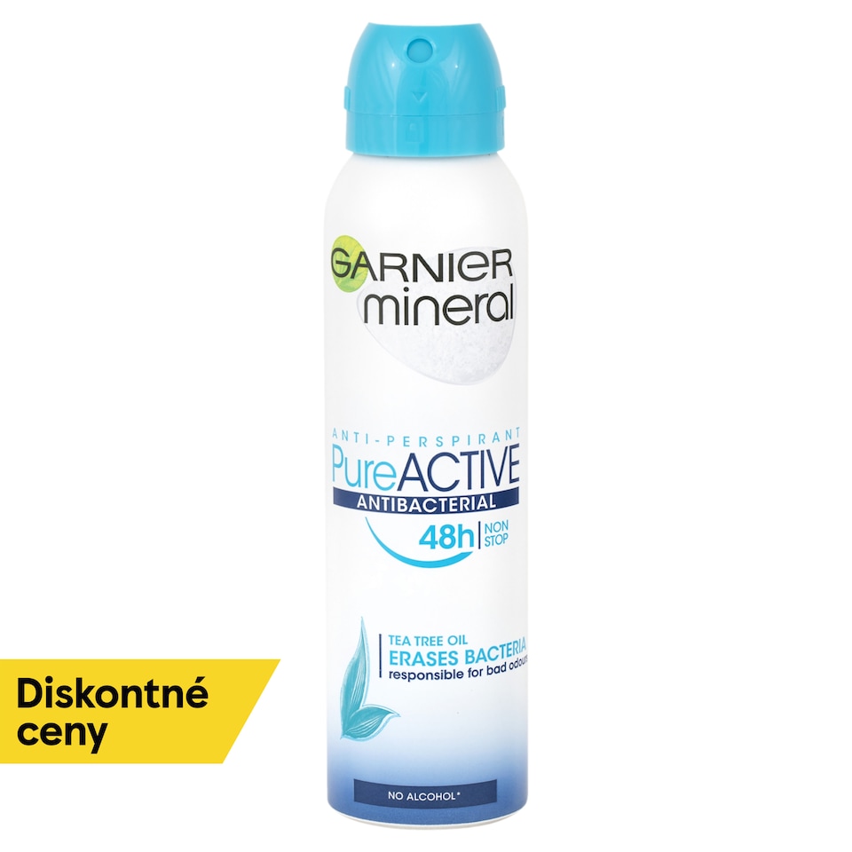 GARNIER MINERAL Pure ACTIVE ANTIBACTERIAL 48 h, antiperspirant v spreji, 150 ml