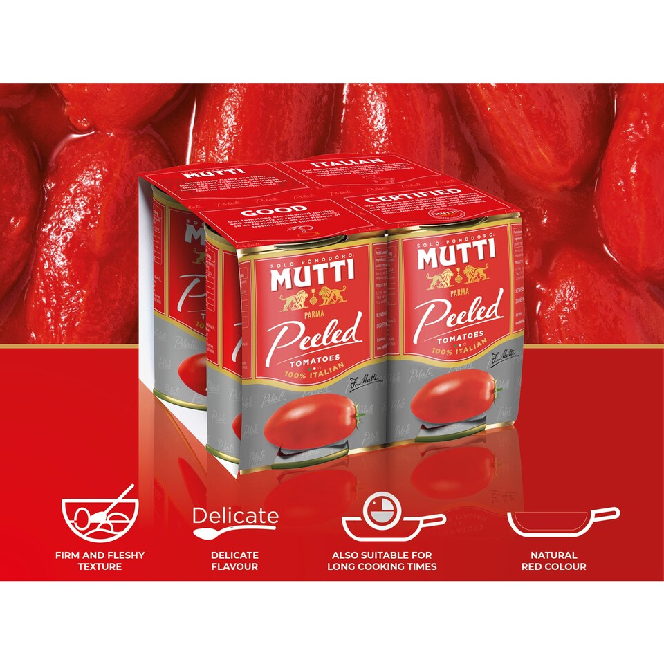 image 1 of Mutti Peeled Whole Plum Tomatoes 4x400g