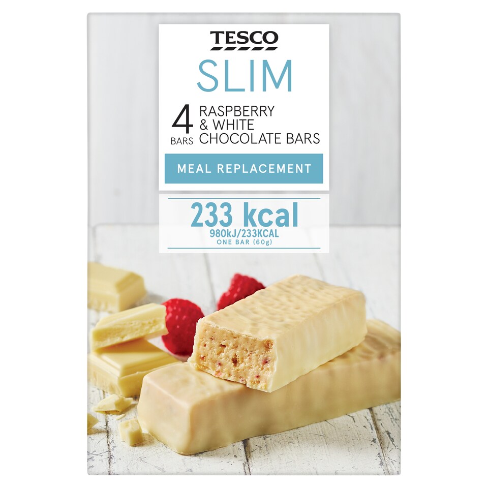 Tesco Slim Raspberry & White Chocolate Meal Replacement Bars 4 x 60g