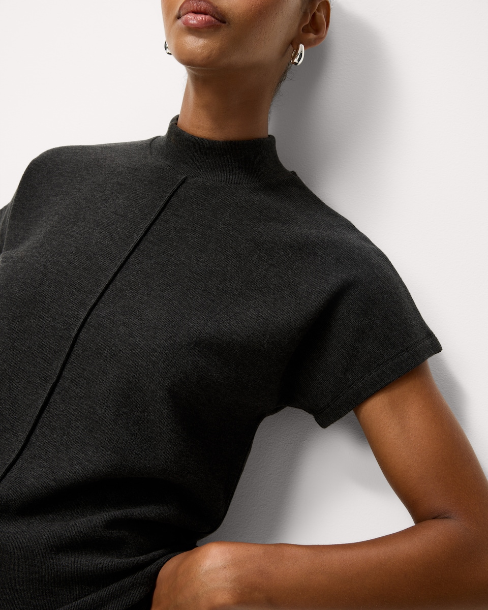 image 1 of F&F Brushed Pintuck Short Sleeved Top in Grey