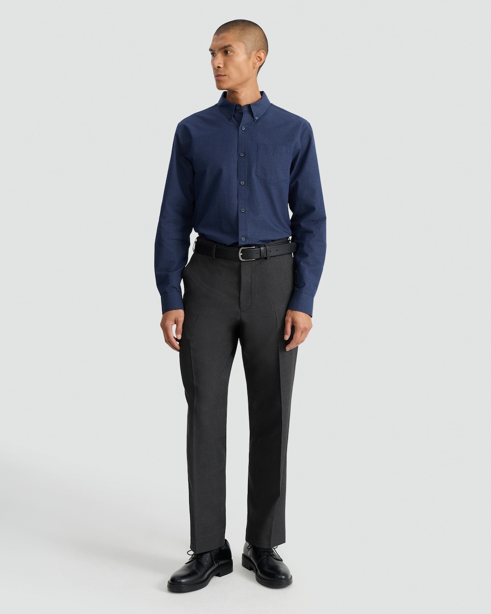 image 1 of F&F Pure Cotton Spot Print Long Sleeved Shirt in Navy