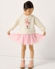 image 1 of F&F Girls Cotton Rich Bear Ballerina Sweater Dress in Cream