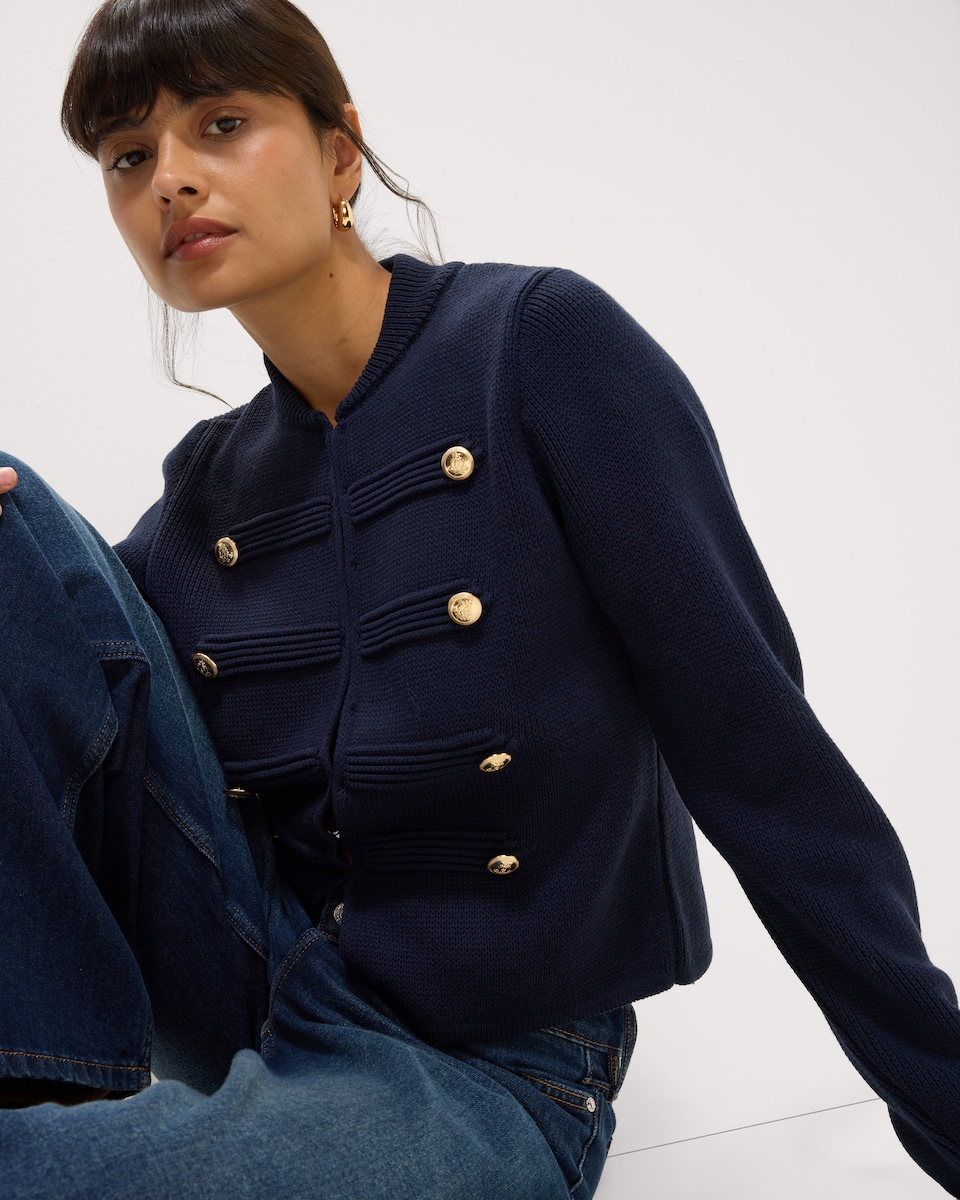 image 1 of F&F Military Style Cardigan in Navy
