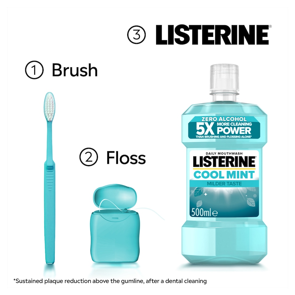 image 1 of Listerine Zero Alcohol Cool Mint Milder Taste Mouthwash 500ml