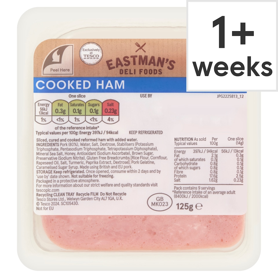 Eastmans Cooked Ham Slices 125g 