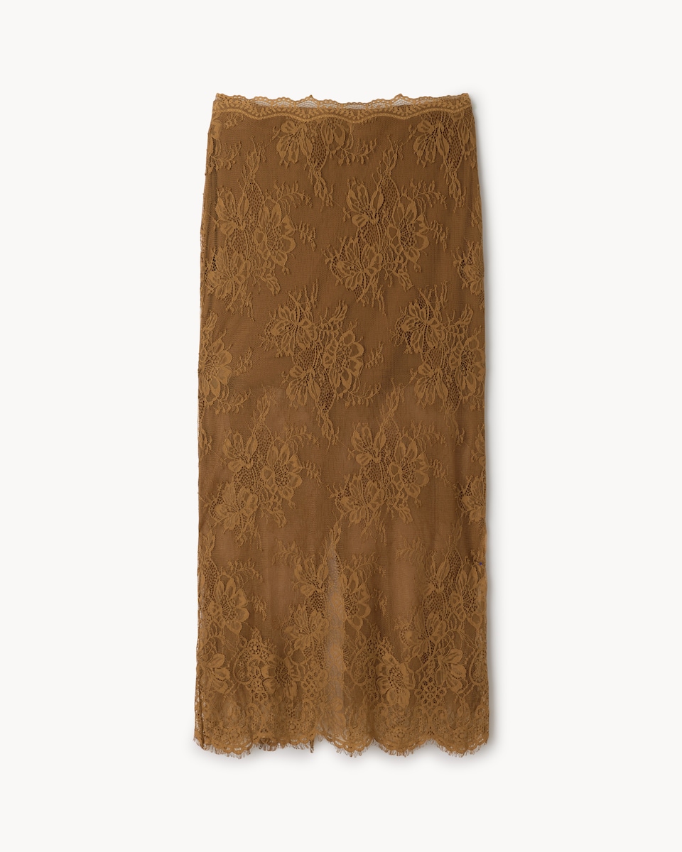 image 1 of F&F Floral Lace Midi Skirt in Gold