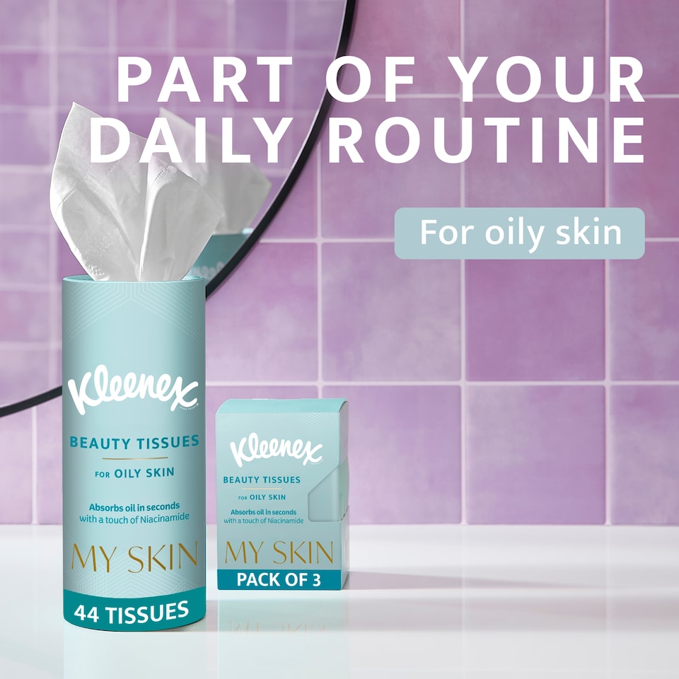 image 1 of Kleenex My Skin Beauty Tissues For Oily Skin Pocket 3 Pack 9 sheets
