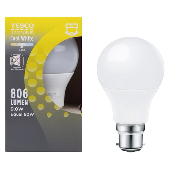 Tesco Led Classic 60W Cap Cool White Tesco Groceries
