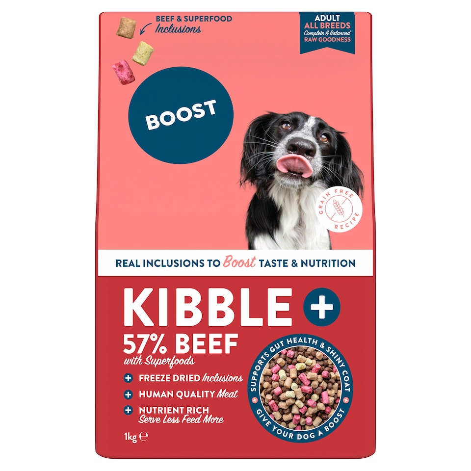 BOOST Kibble Plus with Real Beef & Superfood Freeze Dried for Dogs 1kg