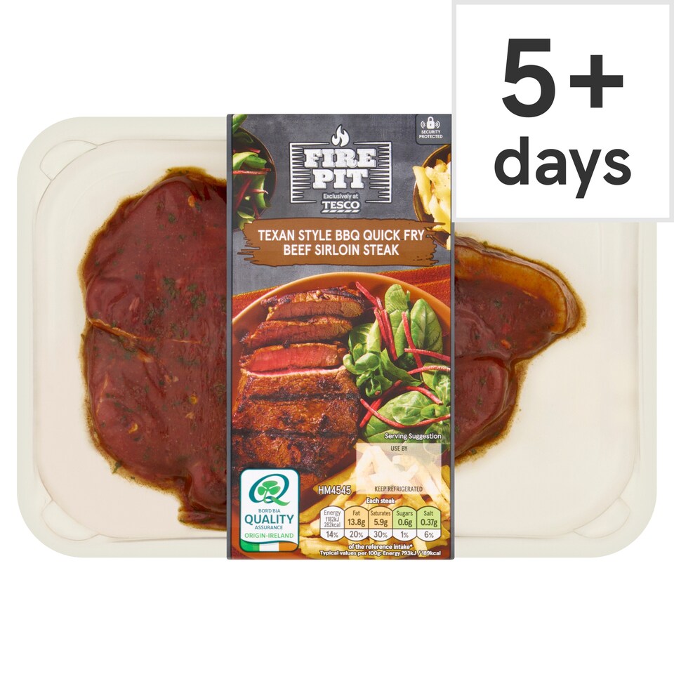 Tesco Fire Pit Texan style BBQ Quick Fry Beef Sirloin Steak 185g