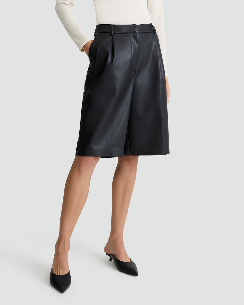 image 1 of F&F Faux Leather Jorts in Black