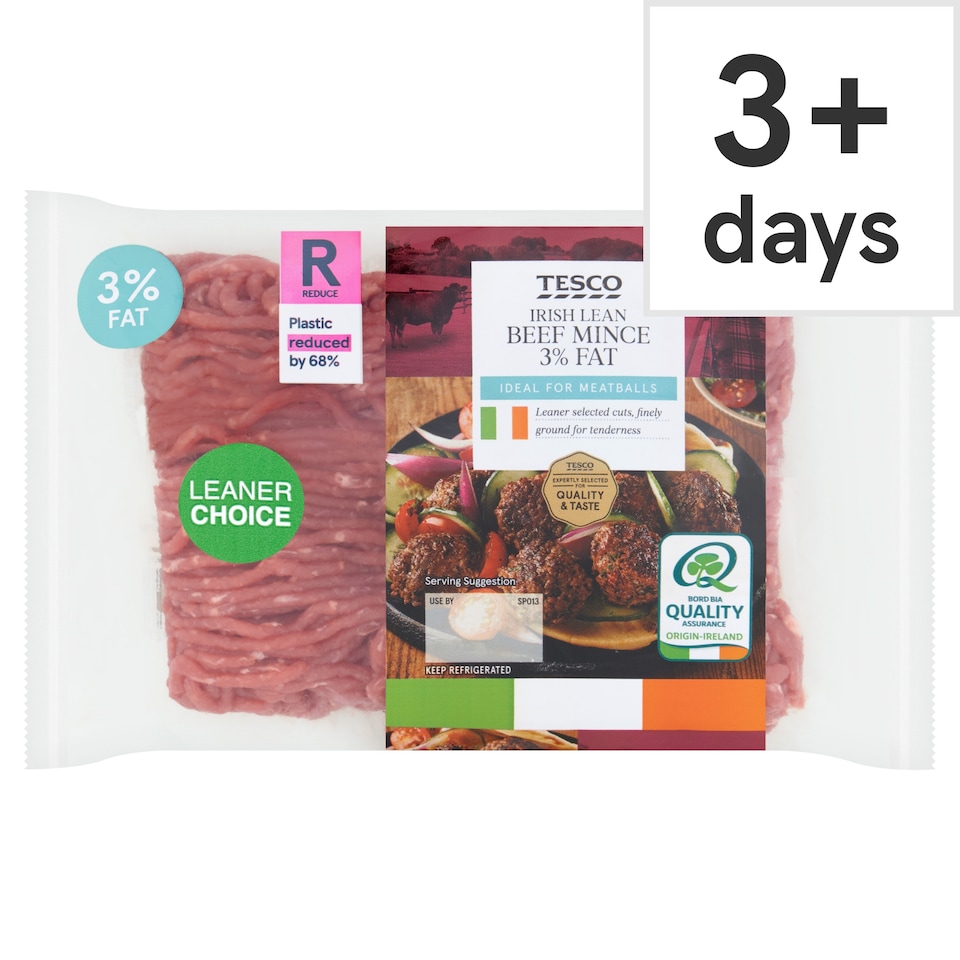 Tesco Irish Lean Beef Mince 3% Fat 454G