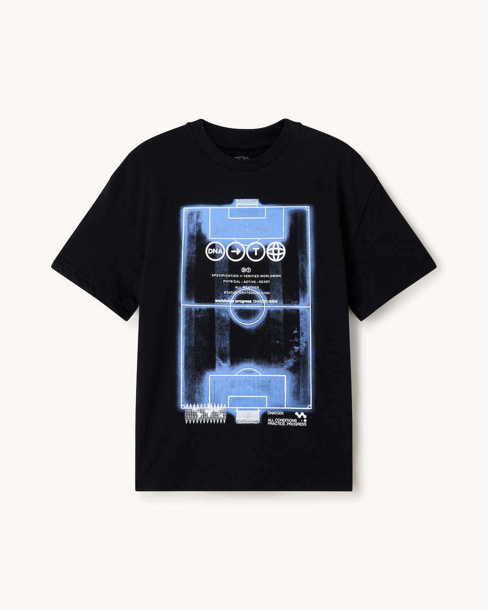 image 1 of F&F Boys Pure Cotton Printed T-Shirt in Black