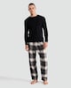 image 2 of F&F Pure Cotton Henley Top and Check Print Bottoms Pyjama Set in Multi